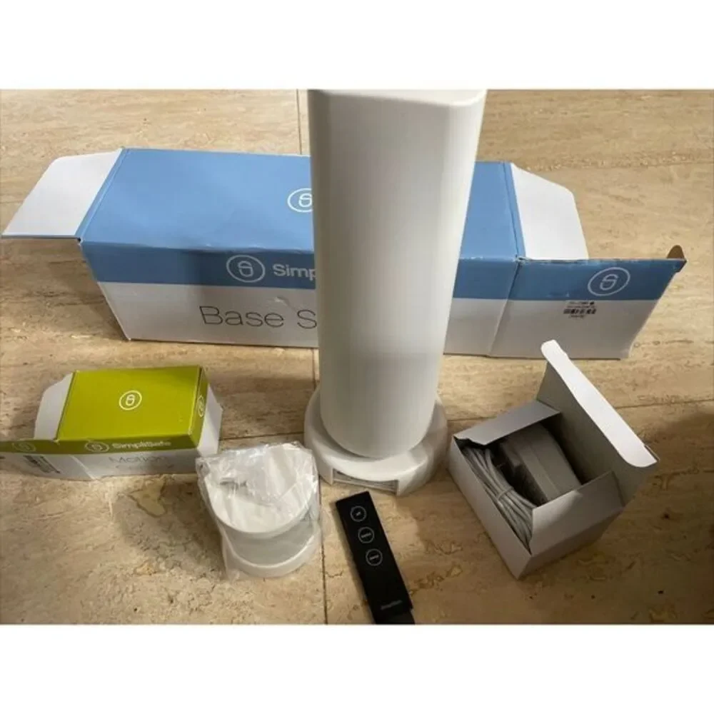 Open Box SimpliSafe Model #BS2000 Base Station, Motion Sensor, Used Remote